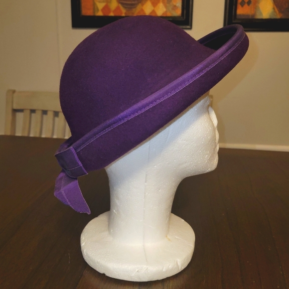 Geo W Bollman Accessories - Geo W Bollman & Co Doeskin Hat Amethyst Felted Wool Grossgrain Ribbon